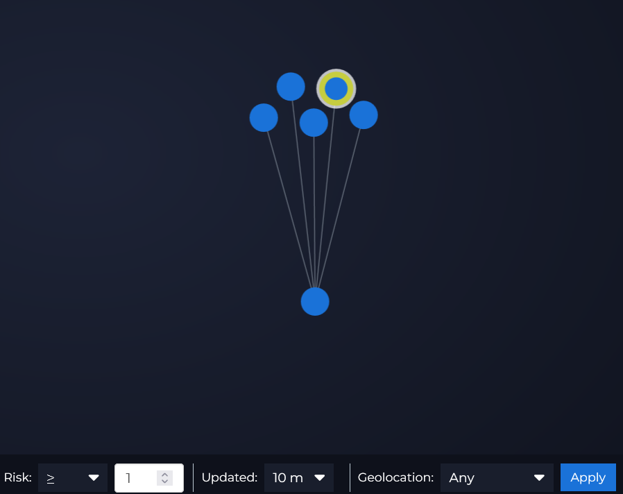 A single host isolated in the Observatory graph with its connections highlighted